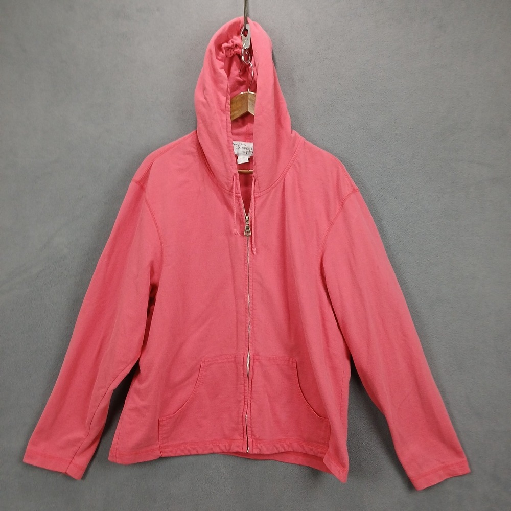 JA Sport Hoodie Womens 3X Pink Cotton Kangaroo Pockets‎ Full Zip Winter Outdoor